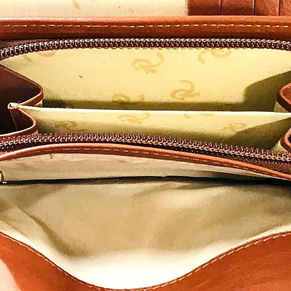 Ripani Italy Wallet Trifold Genuine Leather Embossed Crocodile Clutch Brown